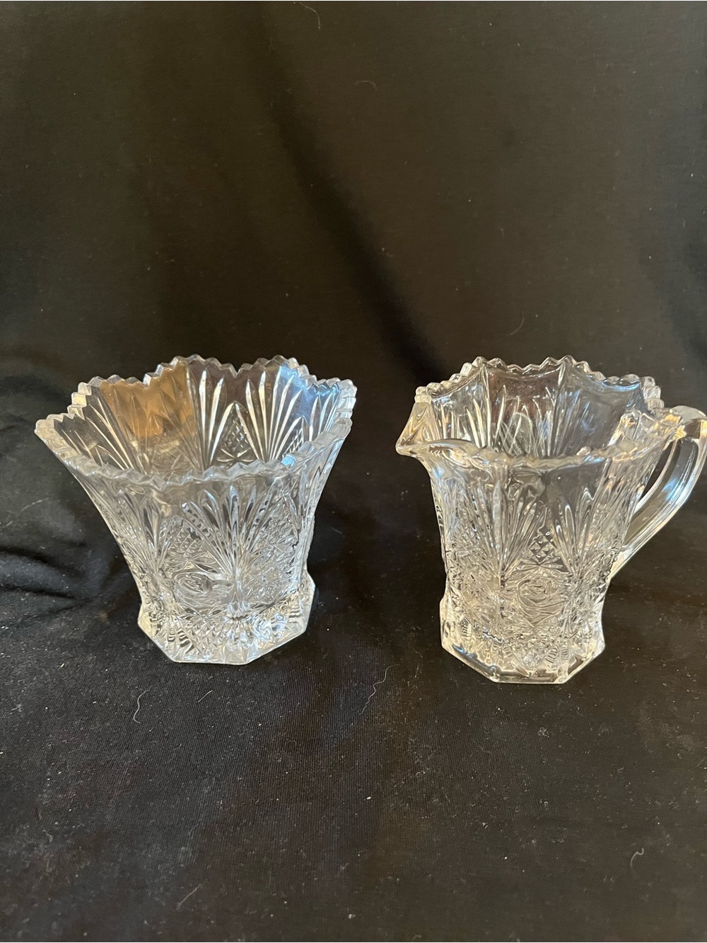 Crystal Cut Glass Creamer and Sugar Set - Clear Studio Nova Mikasa Fairy lamps?